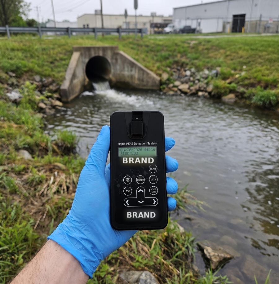 Same device used outdoors by a stream